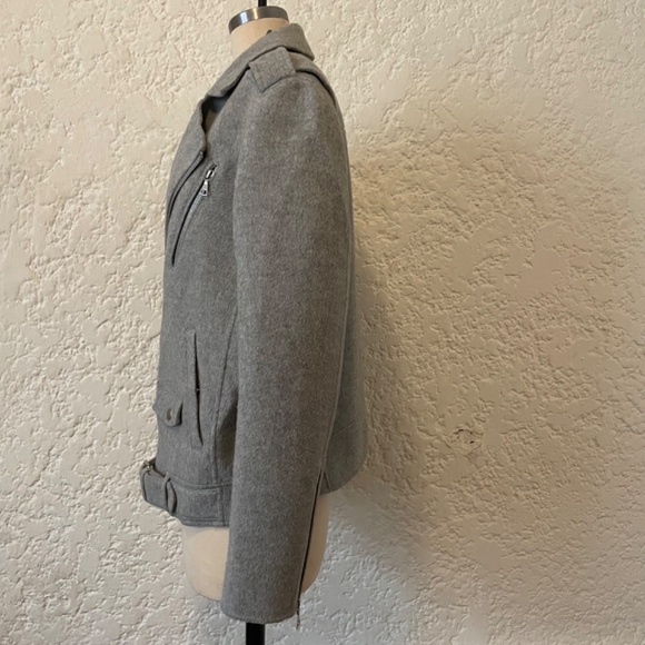 Theory Tralsmin New Divide Cashmere Wool Moto Biker Jacket Women's Medium Gray - Picture 3 of 10